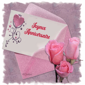 gif joyeux anniversaire carte et rose